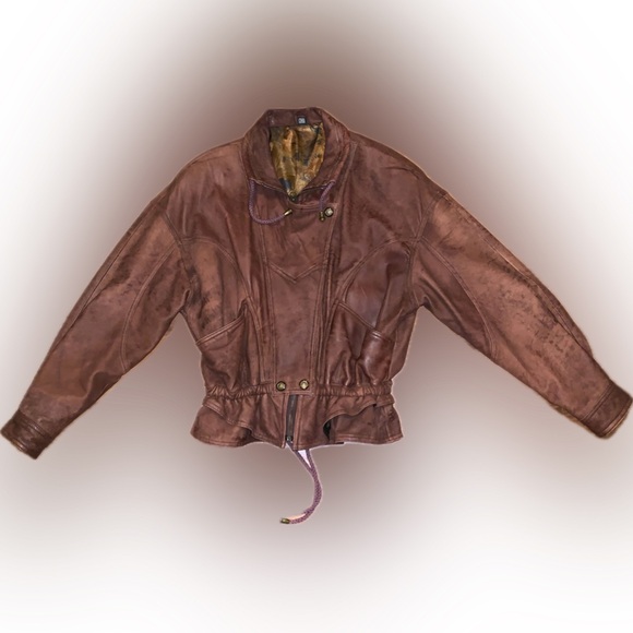 Vintage Nappa Lamb Sueded Leather Brown Bomber Jacket Coat 80s 90s 36 Medium - Picture 15 of 17